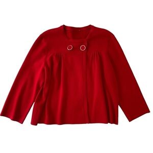 Retro mod crop cardigan blazer knit red buttons feminine medium shrug sweater